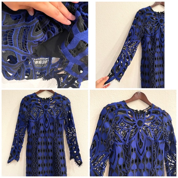 NWT Thurley Nightfall Lace Overlay Crochet Midi Sheath Dress - Picture 13 of 16